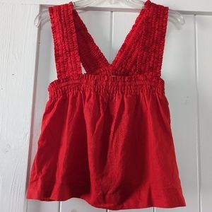 Everlane, size small, red, cropped linen sleeveless top